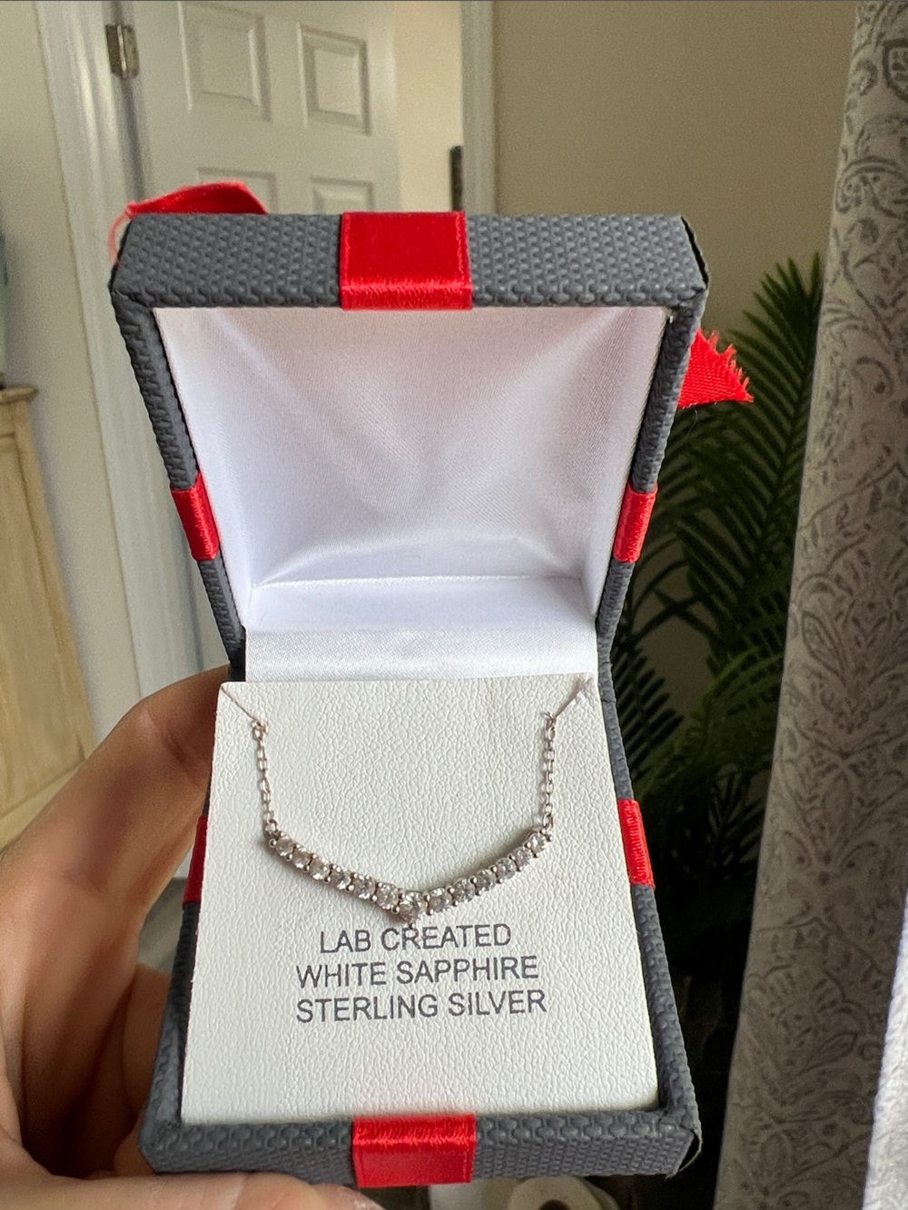 jcpenney Sterling Silver V-Shaped Necklace with White Sapphires